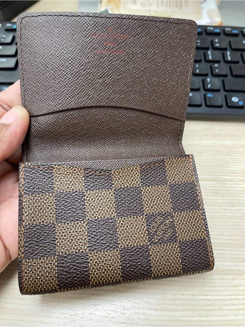 Authentic Louis Vuitton Damier Ebene Coated Canvas Card Holder EUC w/COA Include